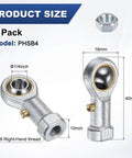 Rod End Bearings 2 Pack PHSB4 1/4 Inch Bore 1/4-28 Right Hand Thread Self Lubricating Female Thread Steel Joint With Jam Nuts