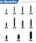 Diagram of size and quantity for Huge 230 Piece Roll Pin Set In 11 Sizes For DIY Home Improvement And Auto Repair by Glarks.