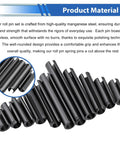 Close-up of Roll Pin Set 230Pcs SAE Inch Slotted Spring Pins showcasing manganese steel material and smooth finish for durability.