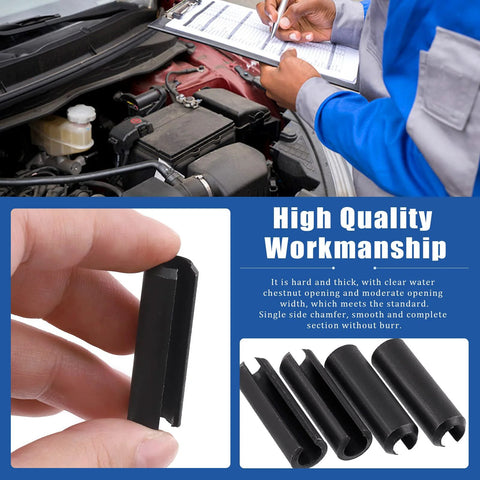Mechanic using Huge 230 Piece Roll Pin Set in 11 Sizes for DIY Home Improvement and Auto Repair, durable 65Mn steel with black oxide finish