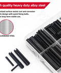 Premium 435-Piece Roll Pin Set By AIMUNOK with slotted tension pins, split dowels, expansion pins in clear compartment case, galvanized steel