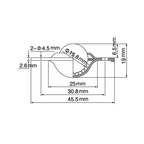 Technical drawing of Roller Ball Transfer Bearing Casters Five Eighths Inch Flange Mount 360 Degree Universal Rotation For Transmission Equipment.