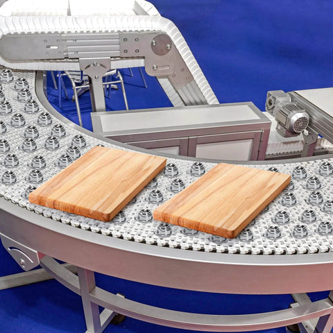 20 Pack 1 Inch Roller Ball Transfer Bearings Carbon Steel Swivel Casters on conveyor line with cutting boards