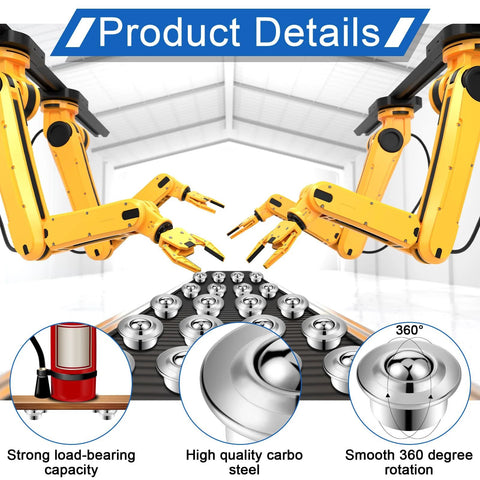 Bulk Forty Pack Five Eighths Inch Roller Ball Transfer Bearings In Carbon Steel Universal Rotation Ball Transfer Unit, product details.