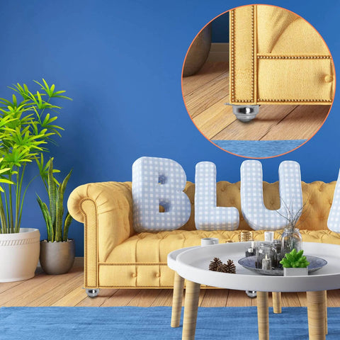 Yellow sofa on casters with 20 Pack 1 Inch Roller Ball Transfer Bearings Carbon Steel Swivel Casters Two Hole Screw Mounted Units details.