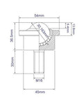 Technical diagram of 5/8 Inch Roller Ball Transfer Units M8 Stud Mounted Heavy Duty Ball Transfers with dimensions
