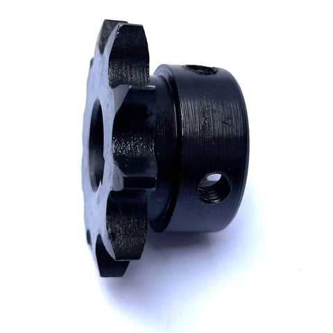 Side view of Roller Chain Sprocket B Type 12.7mm Pitch, 10 Teeth, Five Eighth Inch Bore, Hardened AISI 1045 Steel, Rust Resistant