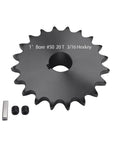 #50 Roller Chain Sprocket 20 Tooth 1" Bore (1/4" Keyway) Black Oxide with 2 Set Screws & Key