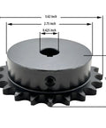 Heavy Duty 40B21 Type B Roller Chain Sprocket ANSI Size 40 for 40 Chain 21 Teeth Five Eighth Inch Bore Hardened 1045 Carbon Steel