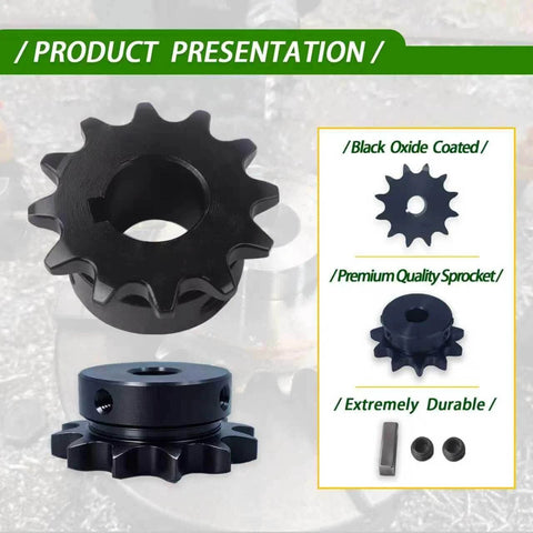 #50 Roller Chain Sprocket 20 Tooth 1" Bore (1/4" Keyway) Black Oxide with 2 Set Screws & Key, focus on premium design