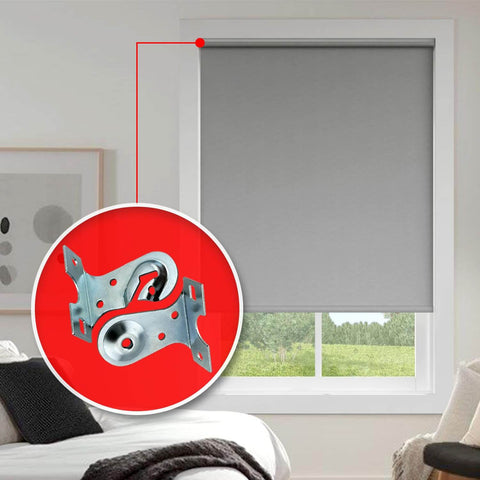 Heavy Duty Roller Shade Bracket Set For Window Drapery Hardware - Sturdy Metal Mounting Brackets installed on window