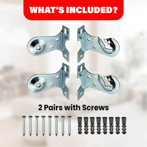 Heavy Duty Roller Shade Bracket Set For Window Drapery Hardware - Sturdy Metal Mounting Brackets with screws and plugs
