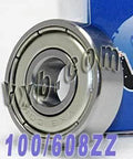 Close-up of a 608ZZ bearing from the 100-Pack inline/Rollerblade Skateboard/Fidget Bearings Shielded Ball Bearings.