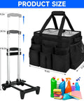 Pro Grade Large Rolling Cleaning Caddy Bag With Detachable Trolley And Shoulder Strap, Durable Cleaning Cart On Wheels Black