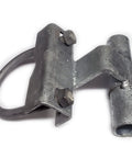 Rolling Sliding Gate Track Bracket For 1-5/8 Inch Track Pipe And Post, metal construction, bolts, close-up view