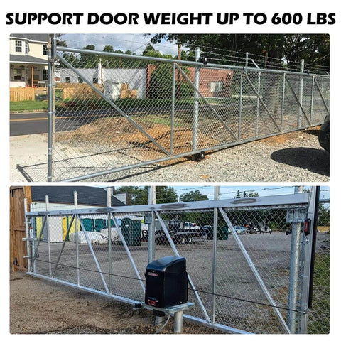 Installed Rolling Gate Hardware Kit for Chain Link Gate Sliding Gate Hardware with 6" Heavy Duty Wheels and Track System