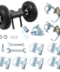 Rolling Gate Hardware Kit for Chain Link Gate Sliding Gate Hardware with 6" heavy duty wheels, track wheels, brackets, and rolo latch.