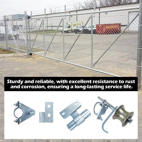 Wall Mounted Rolling Gate Hardware Kit For Chain Link And Sliding Gates With 6 Inch Wheel Carriers and components