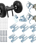 Wall Mounted Rolling Gate Hardware Kit For Chain Link And Sliding Gates With 6 Inch Wheel Carriers 2 Track Wheels 6 Wall Mounted Rail Fence Pipes 1 Rolo Latch With Screws And Wrenches For Easy Mounting And Long Service Life