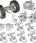 Rolling Gate Hardware Kit for Chain Link Sliding Gates Includes 6 Inch Double Wheel Carrier Two 5 Inch Pipe Track Rollers
