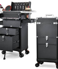 Pro Salon Cart With Four Drawers On Wheels For Hair Pros Portable Salon Station With Worktop Tray Rolling Makeup Train Case
