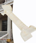 Two 35 Inch Balustrade Molds For DIY Concrete Casting shown with installed Roman column style on a building balcony.