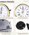 DIY Clock Making Kit With 12 Resin Clock Components In Gold And Silver, Roman Numeral Face, Battery Operated Quartz Movement details