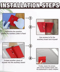 Installation steps for ✝️ 2 Pieces Roof Plaster Positioning & Fixing Board, showing use on drywall and plasterboard ceilings.