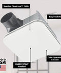 Ultra Quiet Bathroom Exhaust Fan With Easy Retrofit Without Attic Access 110 CFM 1 Sone Energy Star Certified Made In USA