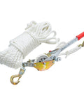 Rope Puller With 98 Ft 0.6 Inch Polyester Rope, Three Quarter Ton Load Capacity, Aluminum Alloy Gears, Two Hooks for heavy-duty use