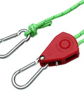 Stainless Steel Nylon Adjustable Rope Fastener With Fixed Buckle And Pulley For Awning Wind Ropes, shown in close-up view.