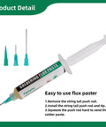 No Clean Soldering Flux Paste for Electronics Rosin Flux Lead Free 10cc in syringe with applicator tips