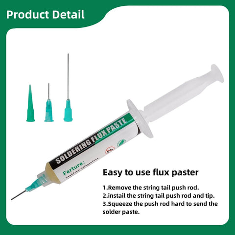 No Clean Soldering Flux Paste for Electronics Rosin Flux Lead Free 10cc in syringe with applicator tips