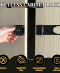 Three Pack 4 Inch Password Rotary Hasp Locks For Doors Cabinets Barn Doors And Outdoor Use Mechanical Combination Slide Latch Lock Sturdy Zinc Alloy Construction With Screw Or Glue Mount installed on cabinet