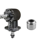 Front view of Beefed Up Rotary Cutter Gearbox 1 3 8 Inch 6 Spline Input 12 Spline Output 1.47 with four-bolt mounting pattern.