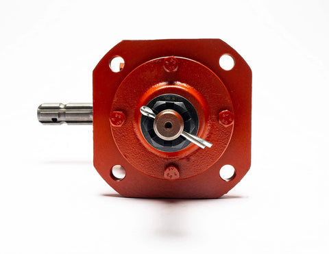 40HP Rotary Cutter Gearbox (Spline Input Shaft) front view showing spline output shaft and mounting holes