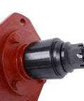Close-up of RC30 Rotary Cutter Gearbox 40 HP 45HP 1-3/8 Smooth Input Shaft 1:1.47. Visible red housing and black shaft detail.