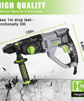 Lightweight 1-1/4 Inch SDS Plus Rotary Hammer Delivers Powerful Concrete Drilling, Chiseling, And Light Demolition With A 7.5A Corded Motor, Offering Compact Handling For On Site Renovations And Including 5 SDS Plus Bits For Ready Versatility