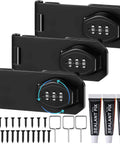 Three Pack 4 Inch Password Rotary Hasp Locks For Doors Cabinets Barn Doors And Outdoor Use Mechanical Combination Slide Latch Lock Sturdy Zinc Alloy Construction With Screw Or Glue Mount