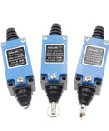 Three Industrial Rotary Roller Lever Limit Switch Sealed IP Rated 5A 220V Momentary Action ME 8169 Compatible, front view