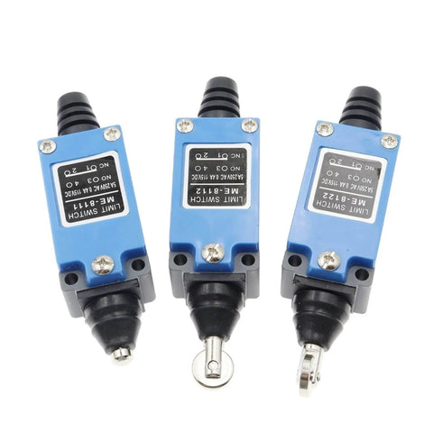Three Industrial Rotary Roller Lever Limit Switch Sealed IP Rated 5A 220V Momentary Action ME 8169 Compatible, front view