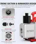 Pro Grade Four CFM Rotary Vane Vacuum Pump With One Third Horsepower Motor, features and design elements.