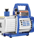 Front view of Go-To 110V 1/4 HP Single Stage Rotary Vane Vacuum Pump with 3.5 CFM, rapid 5 Pa vacuum in minutes, blue handle