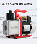 Pro Grade Four CFM Rotary Vane Vacuum Pump With One Third Horsepower Motor For HVAC And Auto AC R410a Recharging, side view