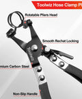 Heavy Duty Hose Clamp Pliers with Locking Device and Non Slip Handle, carbon steel construction, for automotive and HVAC applications