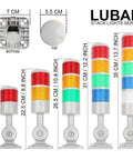 Ultra Bright Industrial Led Signal Tower Light With Rotatable Base Andon Lamps Two Tier Stack Lamps No Fuss Switchable Steady Or Flashing Modes 12V 24V DC Built In 90dB Buzzer Long Lasting 100000 Hour LED Life Durable Luban, assorted sizes.