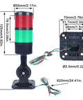 High Visibility Industrial Signal Tower Light with Rotatable Base and 2 Layer Stack Steady or Flashing LED Modes Ultra Low Power Consumption 100000 Hour Lifespan 110V 220V AC Compatible Black By Luban dimensions and design details