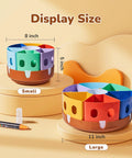 Rotating Art Supplies Organizer With 360 Spin Base And Large Removable Caddy in two sizes, small 8x5 inch and large 11x5 inch.