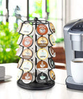 Rotating Coffee Pod Carousel For K Cups Holds 35 Pods Spins 360 Degrees Lazy Susan Platform on kitchen countertop