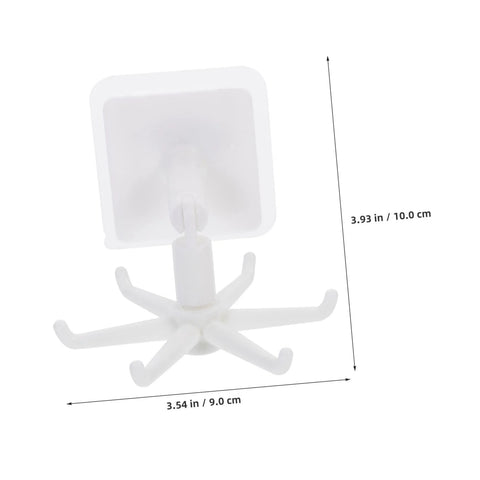 White plastic rotating kitchen utensil holder hanger with dimensions, part of 4pcs Rotating Kitchen Utensil Holder Hangers Space Saving set